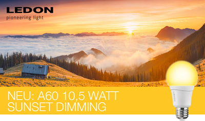 LED Lampe A60 Sunset Dimming 10,5W E27 LEDON