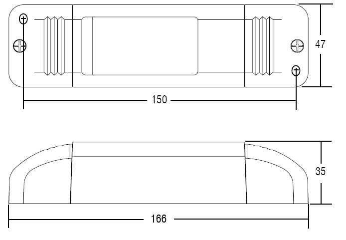 LED Treiber, Abmessungen zu TCI 122260