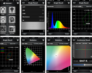 Screenshot der Lichtmessgeräte