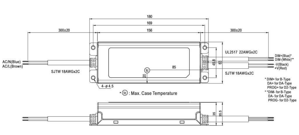 ELG-75 Meanwell abmessungen