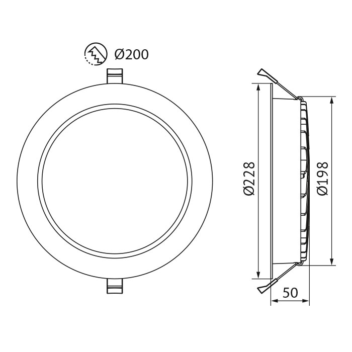 LED recessed luminaire IP54 light color switchable