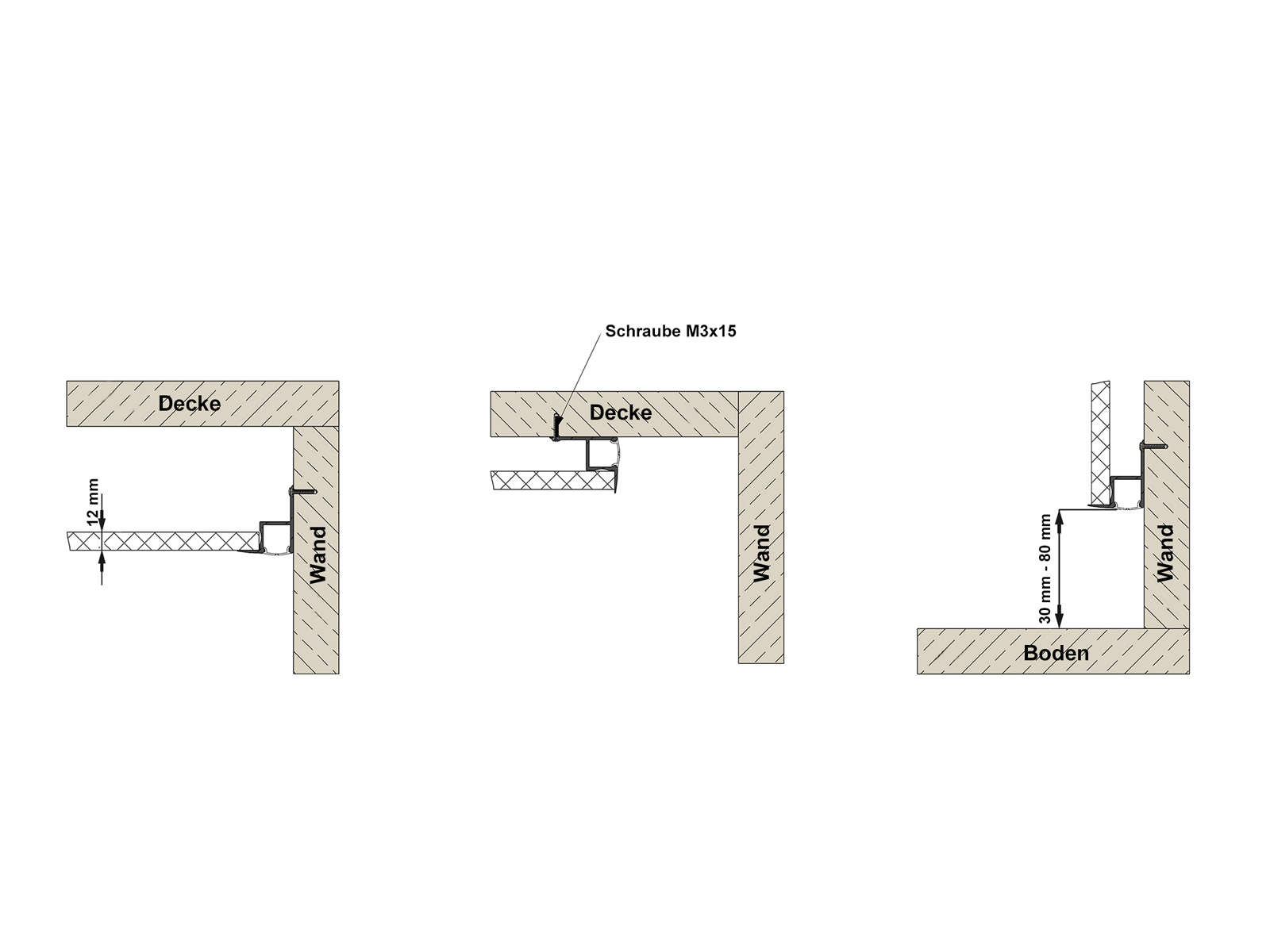 LED Profile for ceiling installations, silver with cover, 1 - 2 m LED Profile for ceiling installations, silver with cover, 1 - 2 m