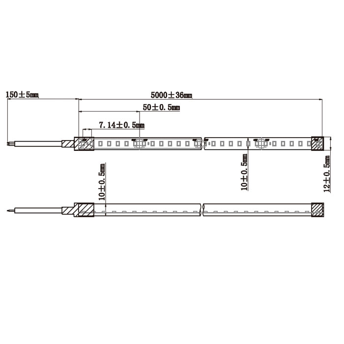 FLEXY IP66 LED strip 24V – 700 LEDs, 9.6W/m, 5m roll