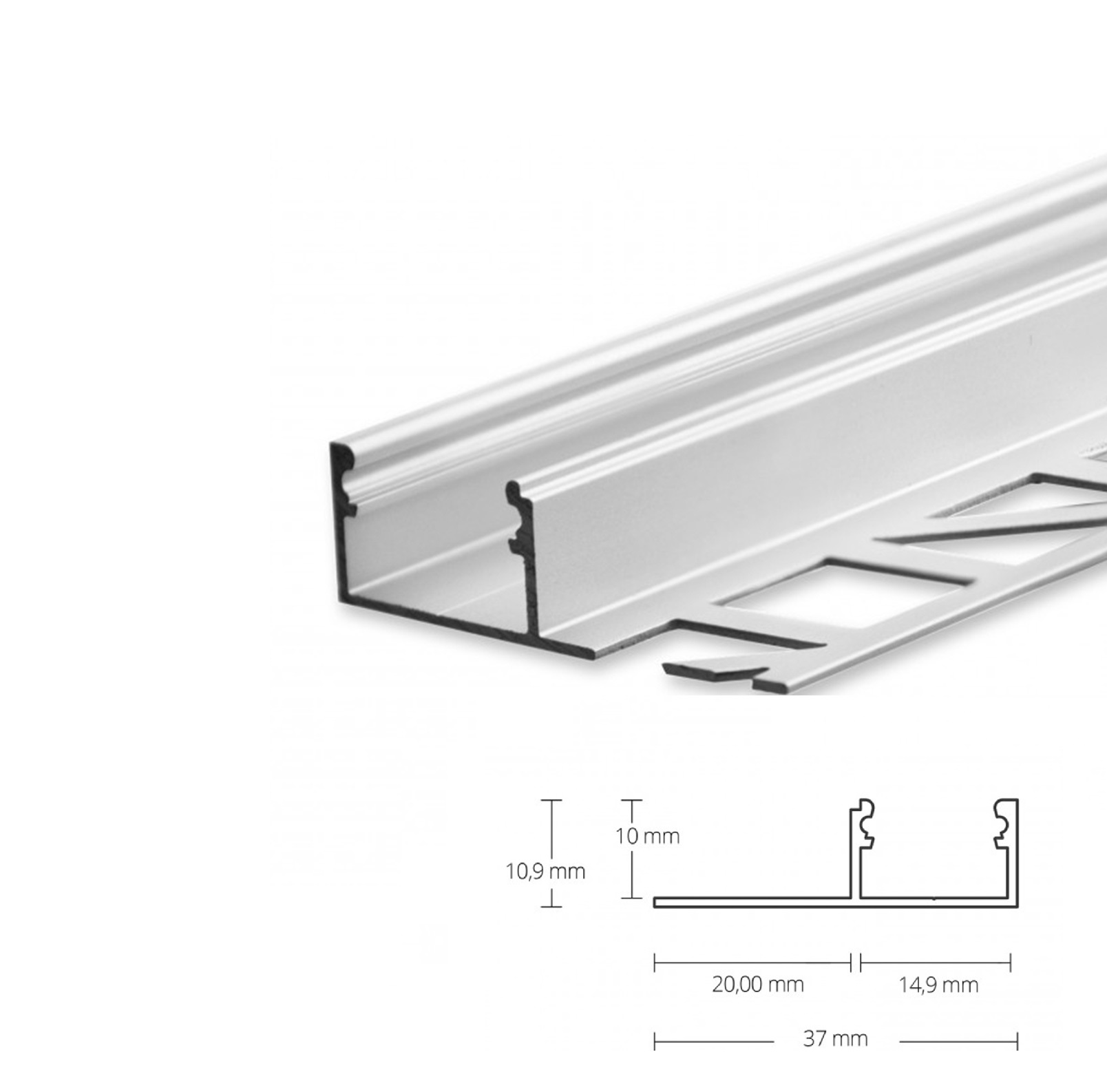 LED aluminum end tile profile AL-PU23 silver