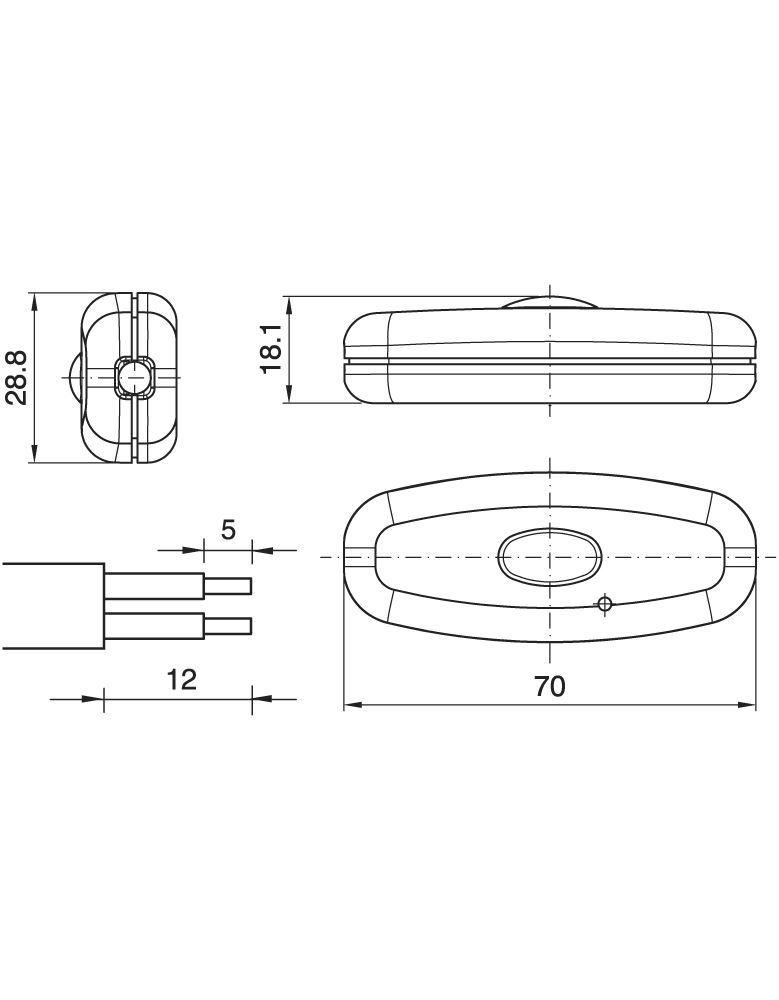 Cord dimmer for constant voltage LED systems 12V/24V
