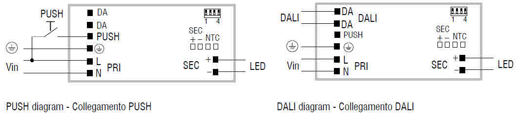 T-LED 80/350 DALI-VSG linear schaltplan T-LED 80/700 DALI Verdrahtungsplan