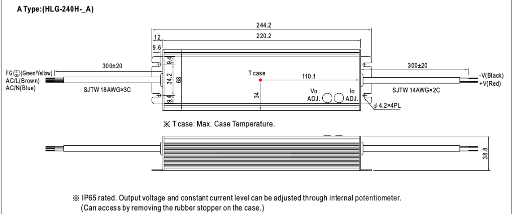 HLG-240H-24 Abmessungen