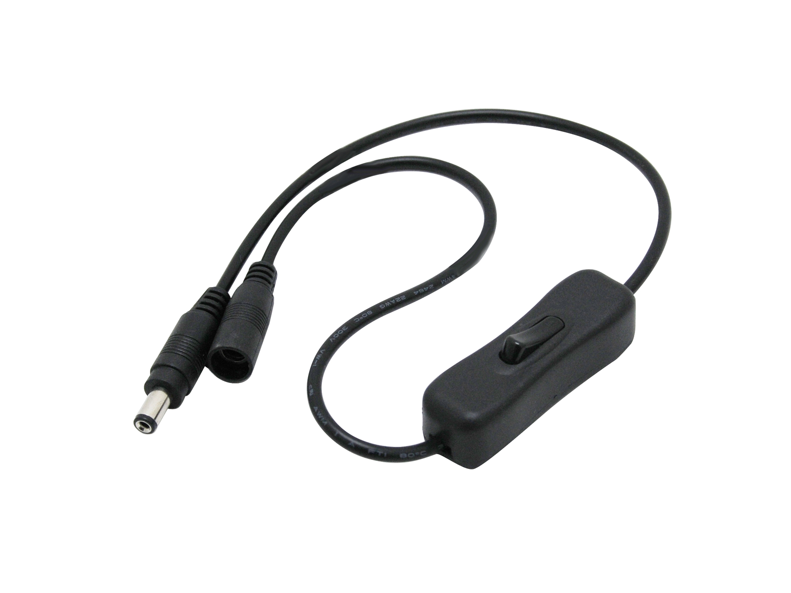 Cable with switch DC plug / DC socket black 5.5/2.1mm Cable with switch DC plug / DC socket black 5.5/2.1mm