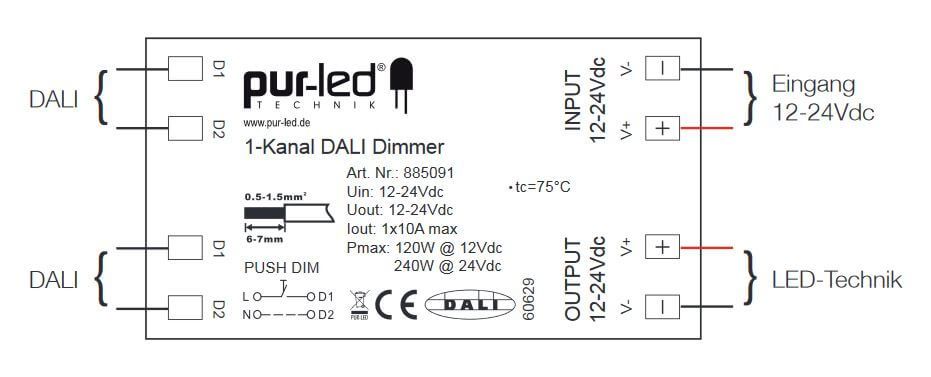 Anschlussmöglichkeiten PUR-LED Dimmer