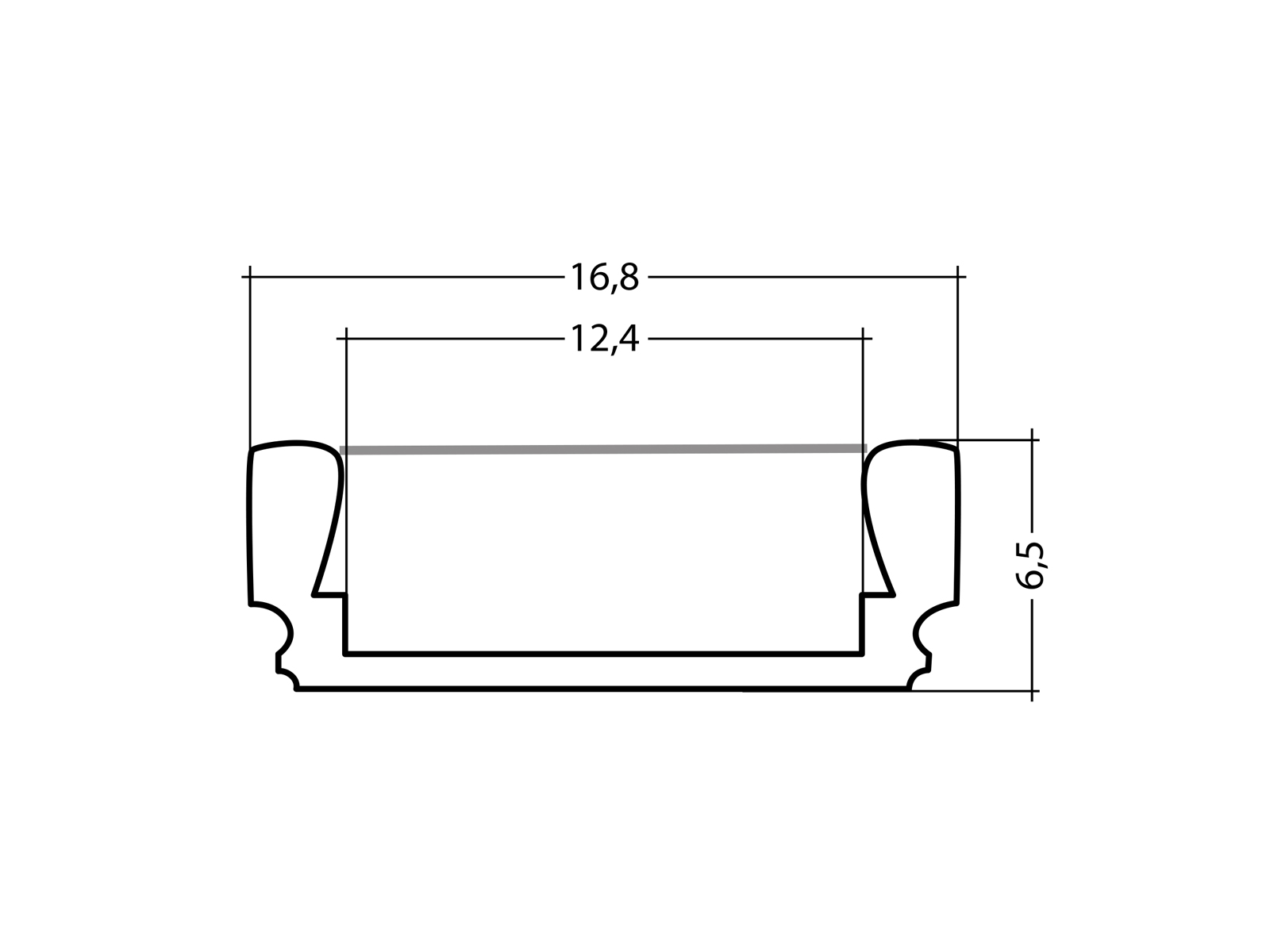 Aluminum LED cooling profile AL-PU1 6mm with cover Aluminum LED cooling profile AL-PU1 6mm with cover
