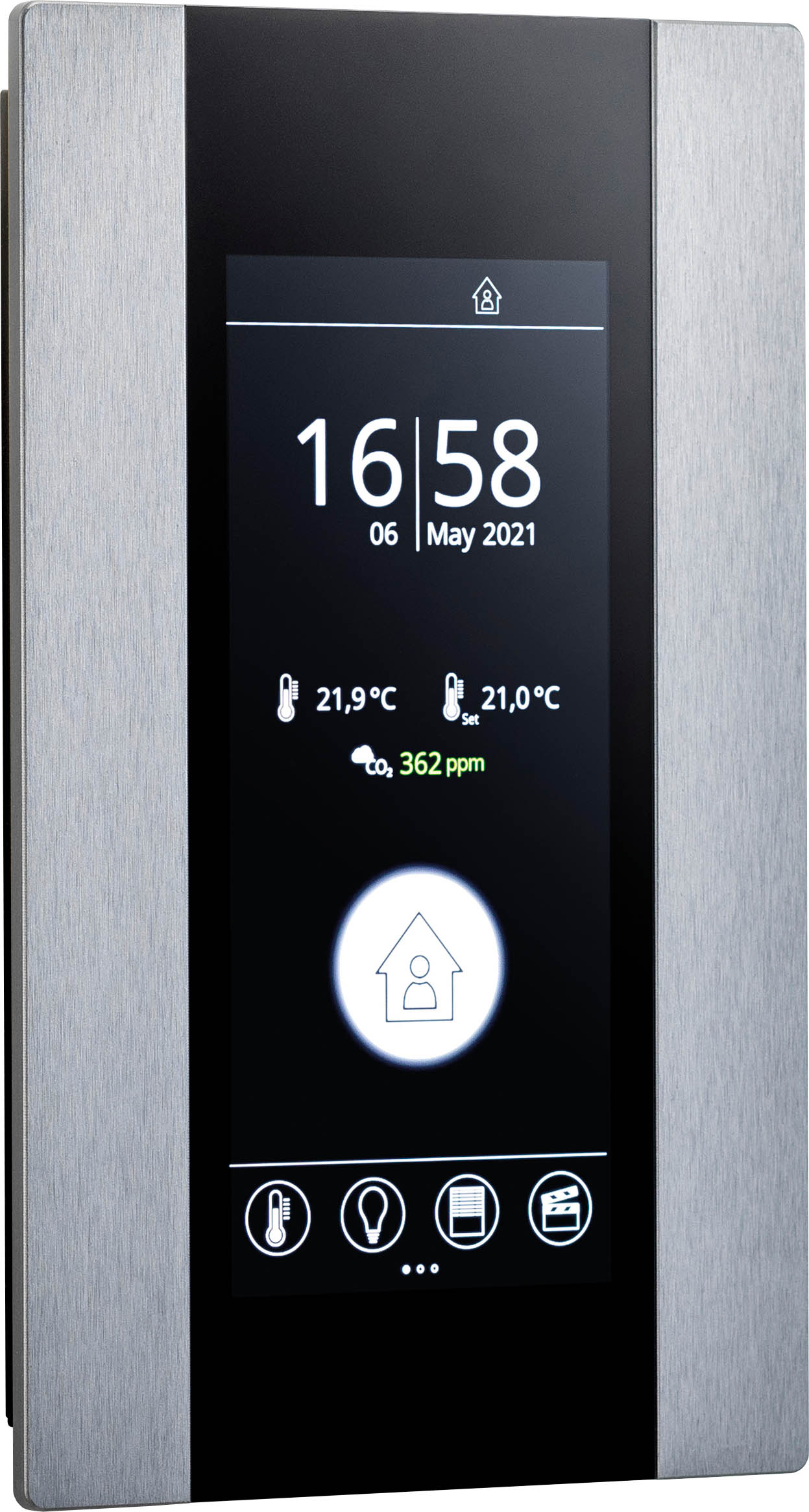 thanos_EVO_Design_Designrahmen_silber Thanos EVO room control unit