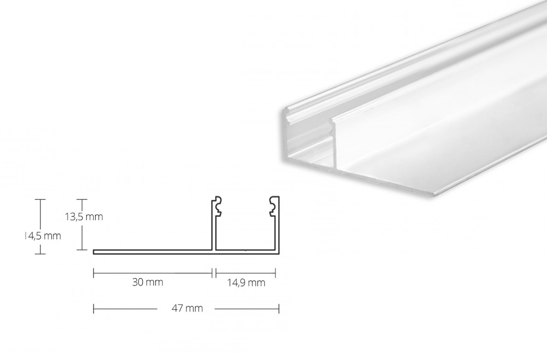 LED aluminum drywall profile AL-PU42 corner protection silver 2m 
