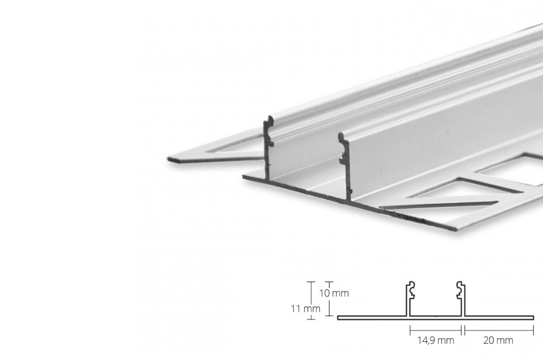 LED Alu Fliesenprofil AL-PU20 Lichtfuge LED aluminum tile profile AL-PU20 light gap silver