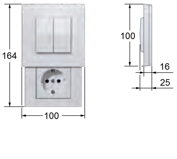 Wall switch, battery-free for Casambi networks | with hidden power socket