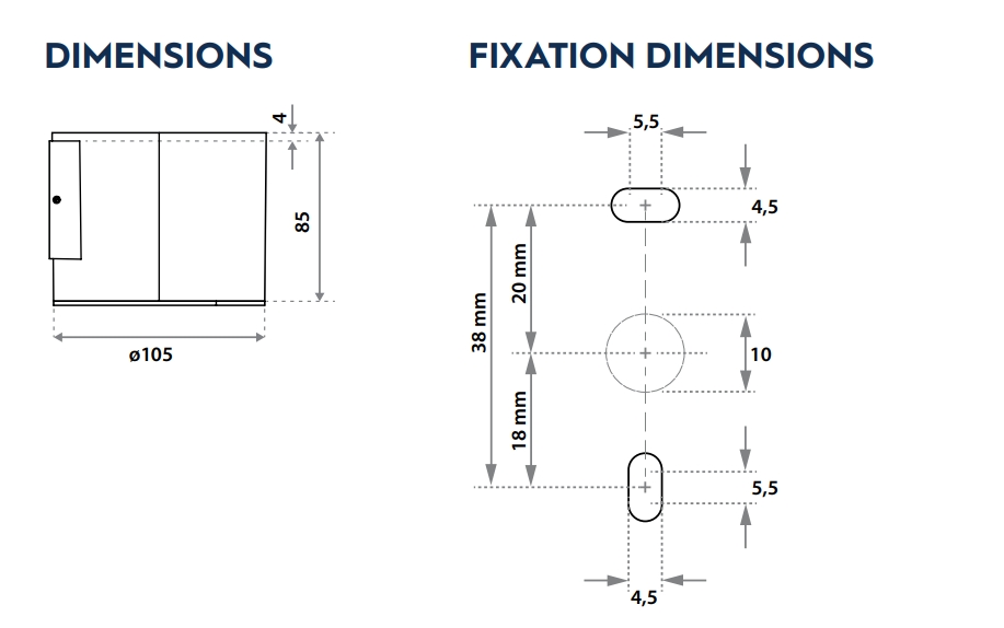Fido Wall Light Dimensions.jpeg Fido 105 WL Abmessungen