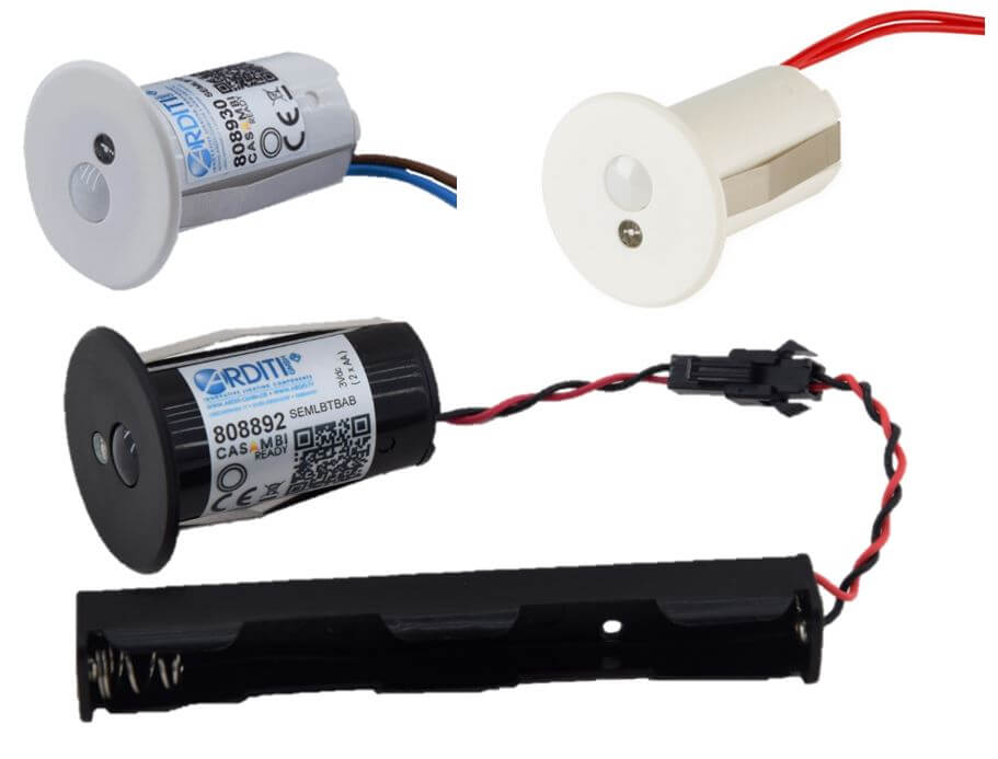 Casambi Bewegungs-/Lichtsensor in Variationen mit Konstantspannung 12-24V, 220-240V und 3V Batterie