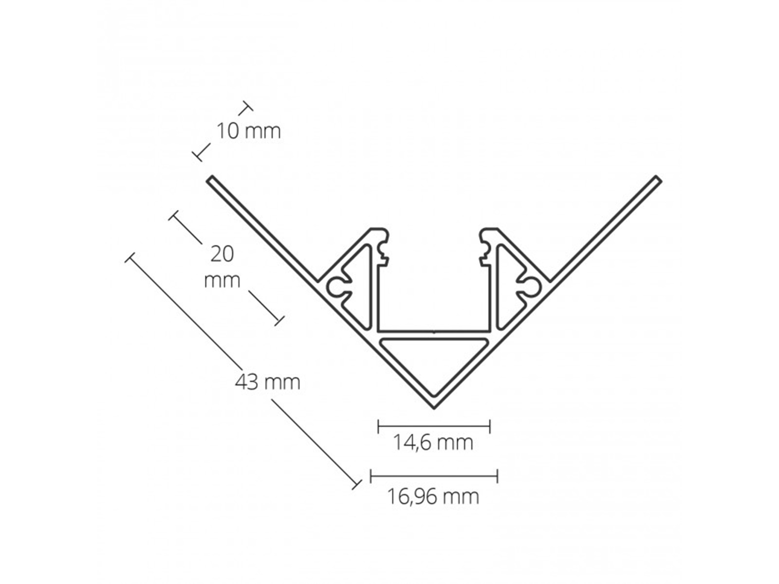 LED aluminum tile profile AL-PU21 for inside corners silver 