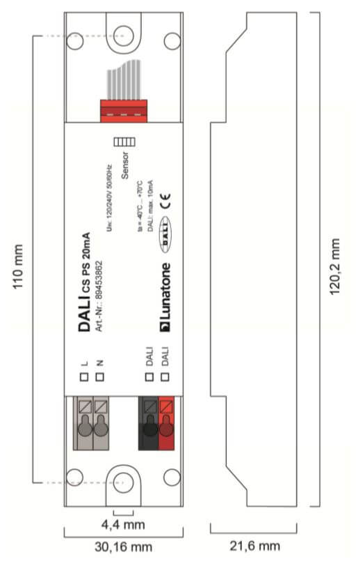 Bewegungssensor DALI Abmessung