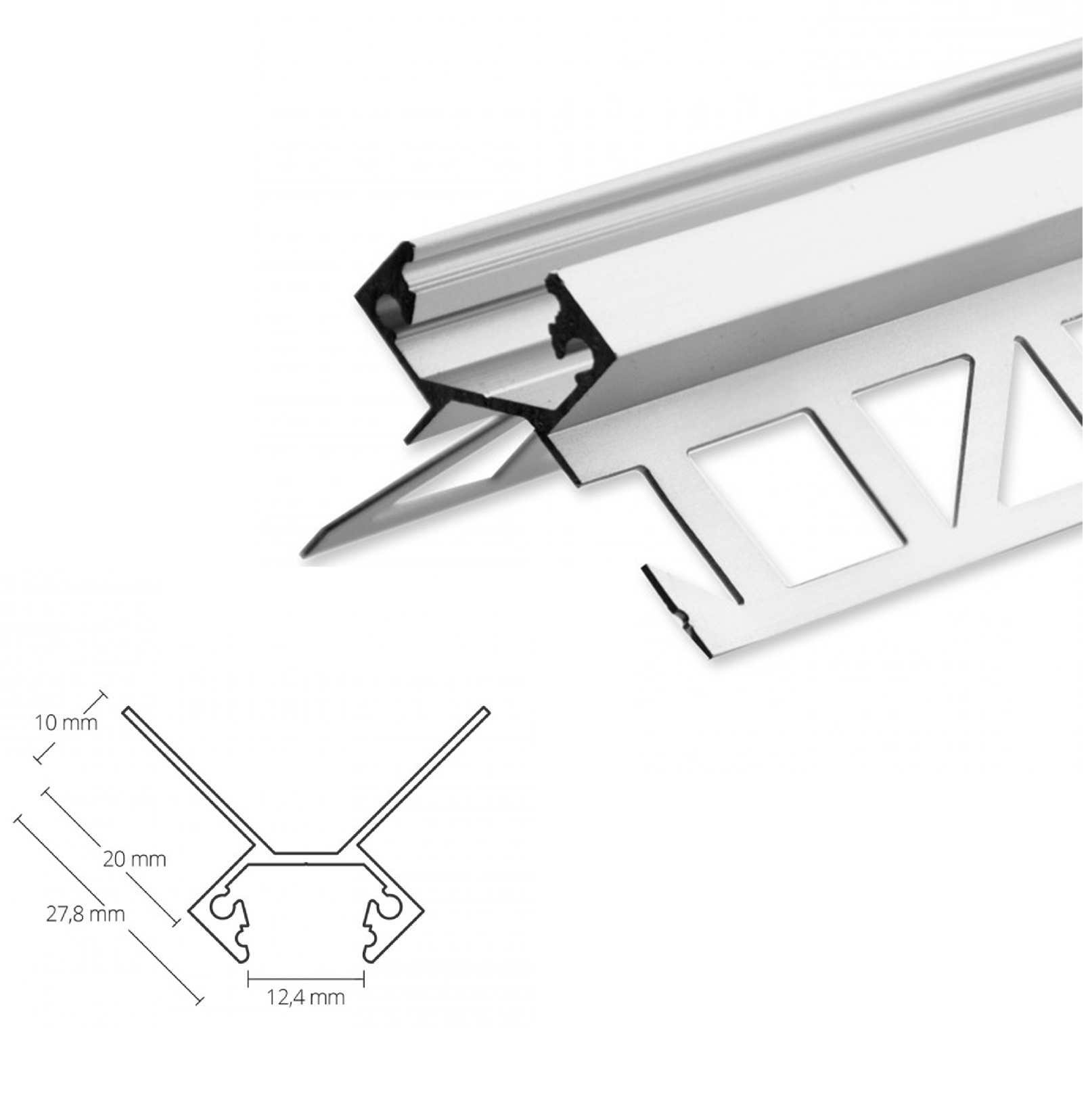 LED Alu Fliesenprofil AL-PU22 für Außenecken LED aluminum tile profile AL-PU22 for outside corners silver