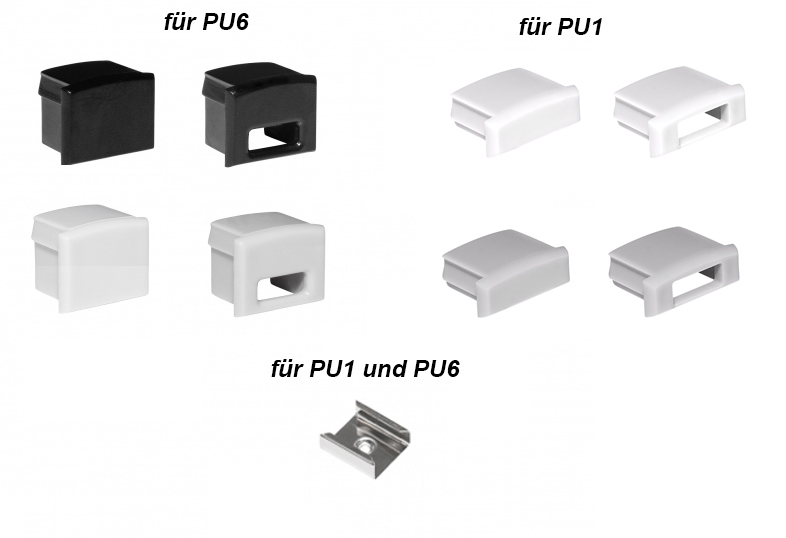Zubehör -Pu6 PU1 Accessories for aluminium profile AL-PU1 and AL-PU6
