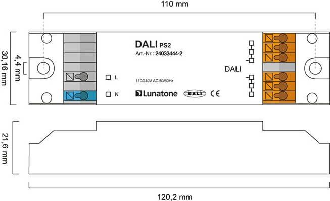 DALI Stromversorgung Abmessungen DALI Stromversorgung Abmessungen