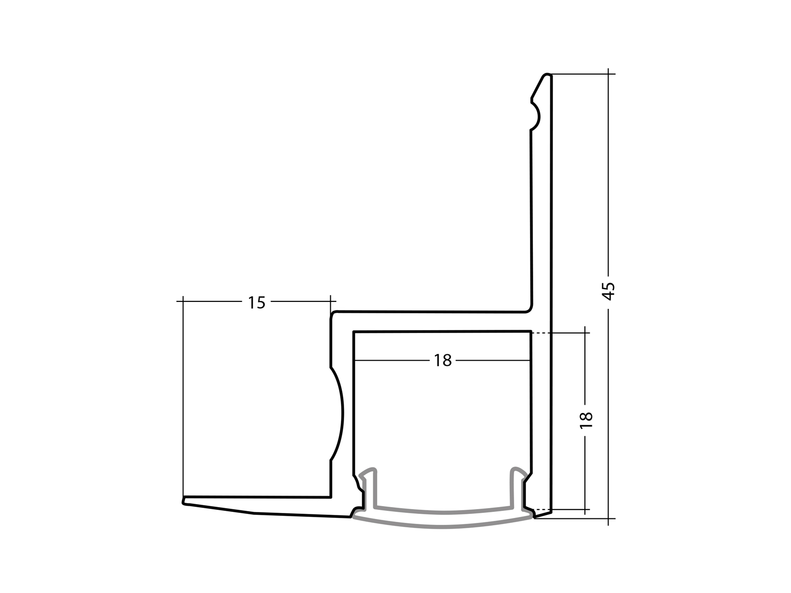 LED Profile for ceiling installations, silver with cover, 1 - 2 m LED Profile for ceiling installations, silver with cover, 1 - 2 m