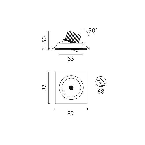 Einbaudownlight quadratisch weiss
