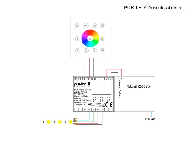 DMX decoder RGBW anschlussbeispiel