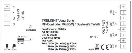 RGBW Funk Controller zur Helligkeit und Farbsteuerung