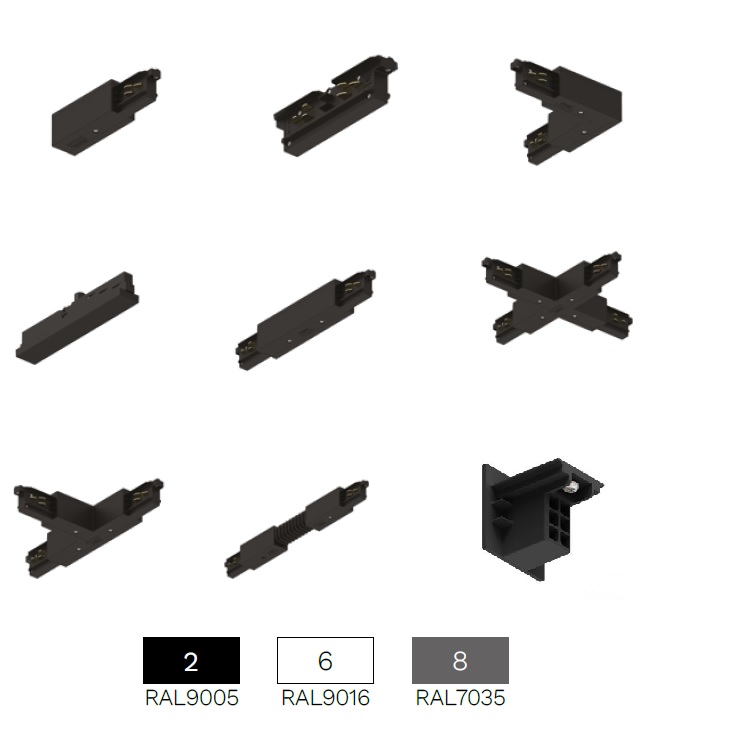 System components for the DALI ONETRACK track system Eutrac