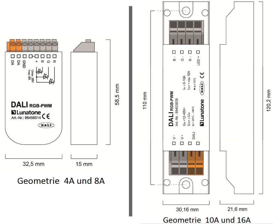 DALI RGBW Dimmer abmessungen DALI RGBW Dimmer abmessungen