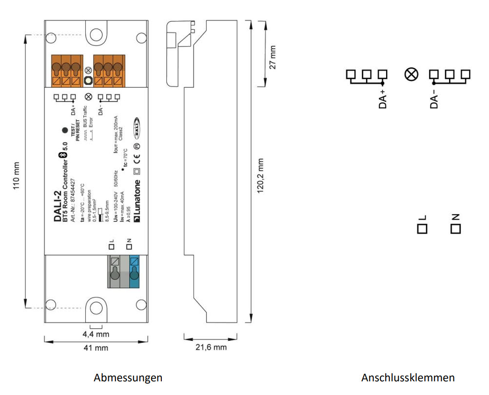 87454427 Gehäuse DALI-2 BT5 Room Controller