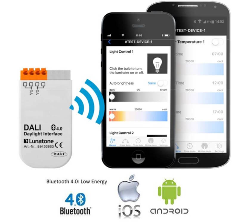 Einstellen von Tageslichtverlauf, Timer, Schedules, Helligkeit, Farbtemperatur durch Mobilgeräte Einstellen von Tageslichtverlauf, Timer, Schedules, Helligkeit, Farbtemperatur durch Mobilgeräte