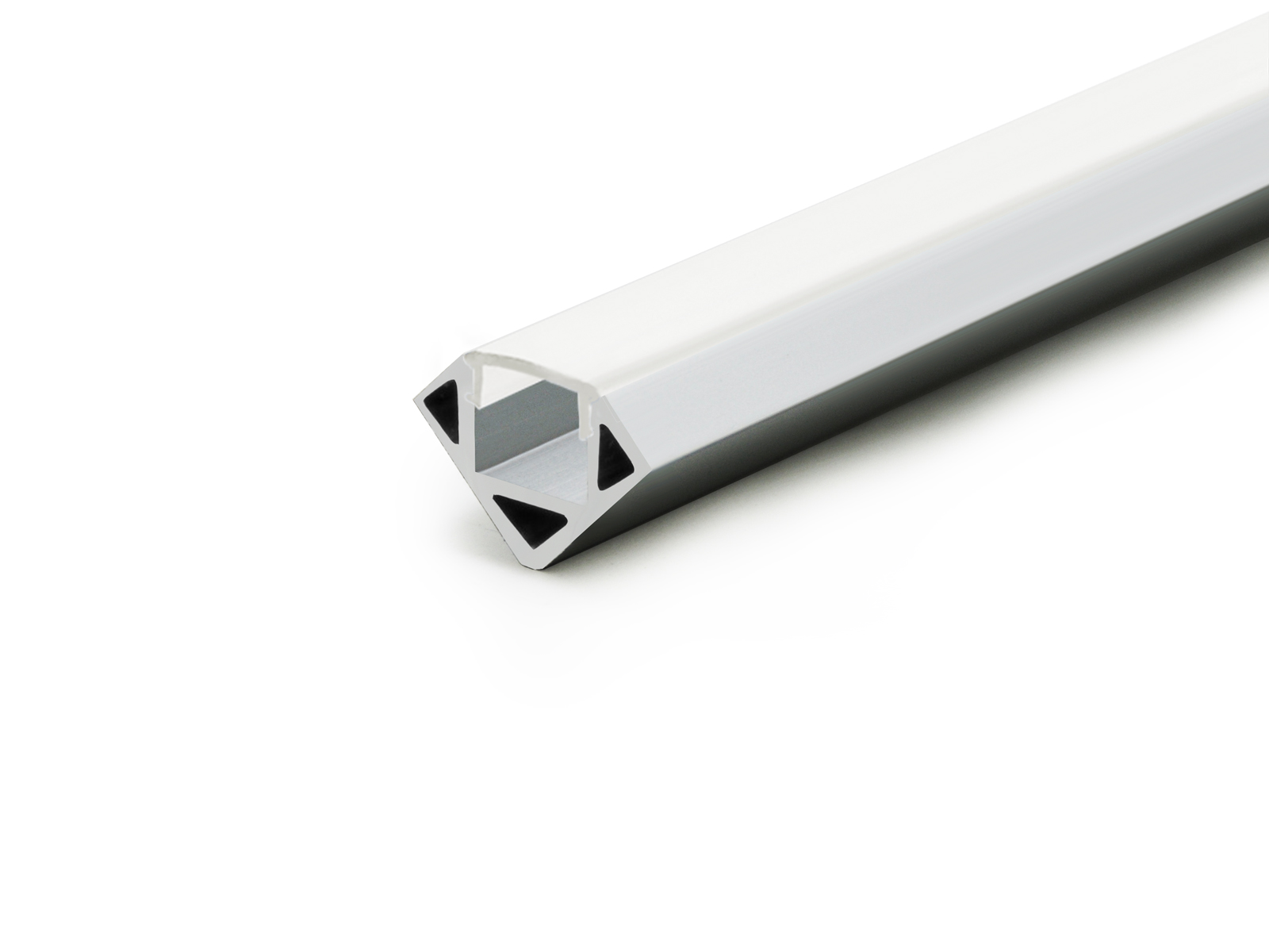 Aluminum corner profile 45 degrees silver with opal cover Aluminum corner profile 45 degrees silver with opal cover