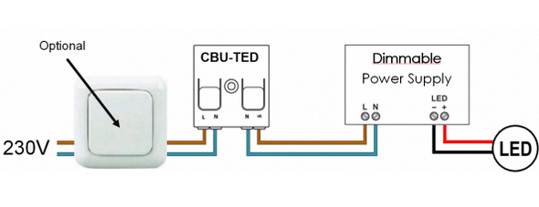 Typisches Schaltbild CBU - TED 800838 Schaltbild Arditi 800838 Casambi Lichtsteuerung