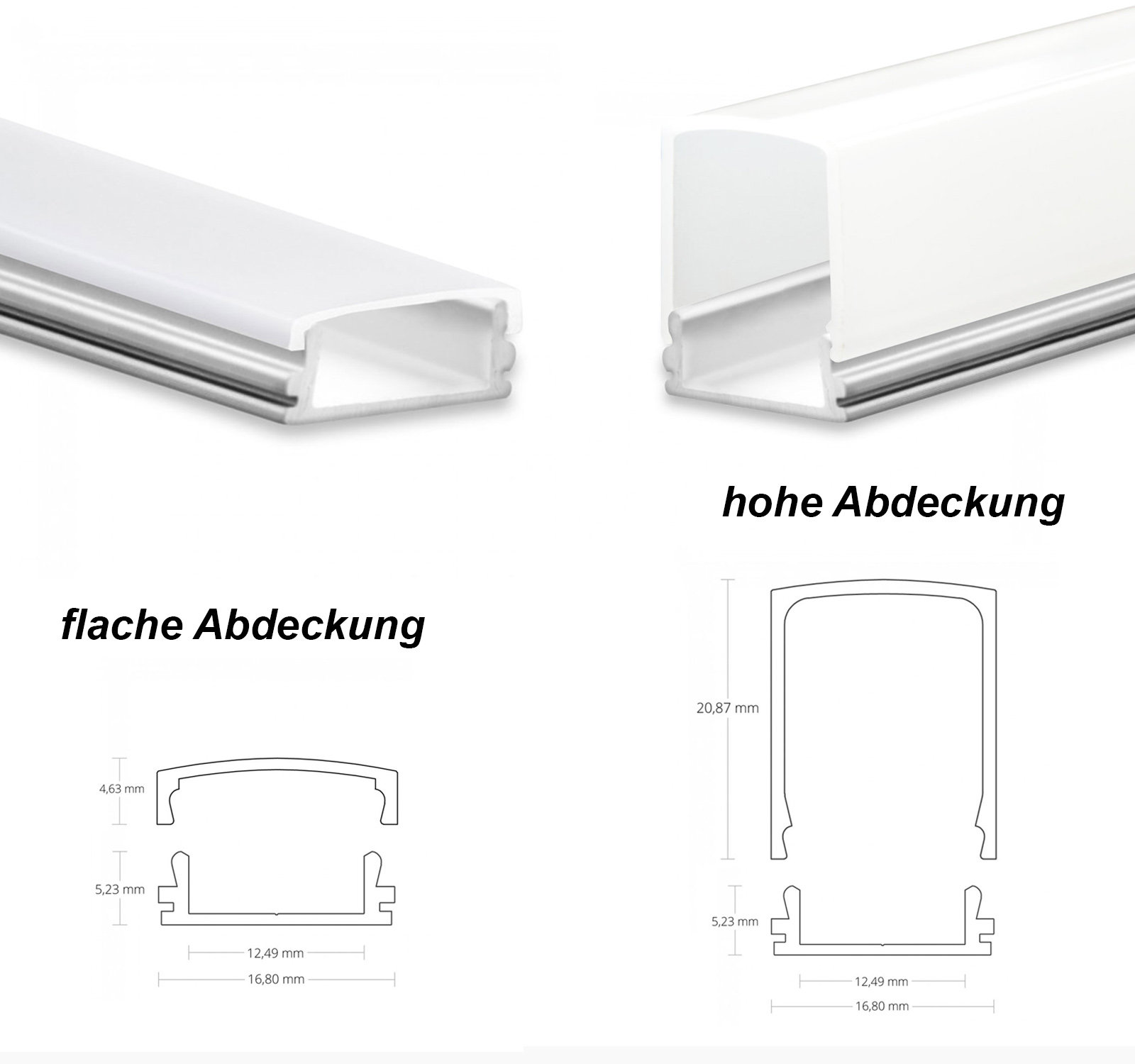 LED profile AL-PU10 silver with cover LED profile AL-PU10 silver with cover