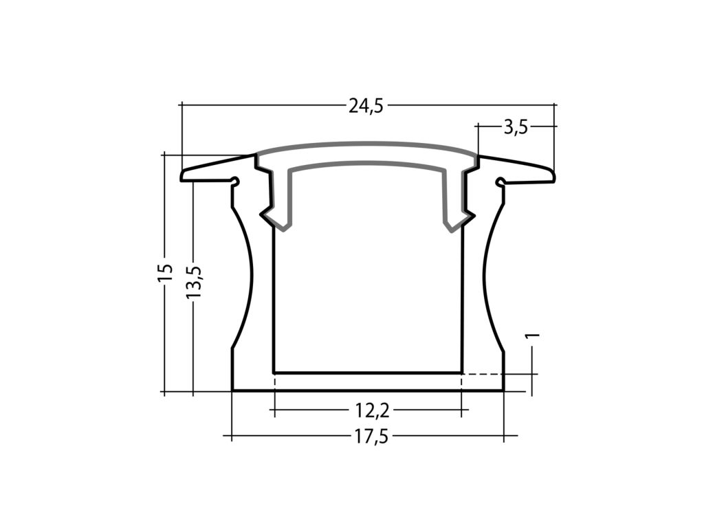 LED T-profile 15mm Slim Silver