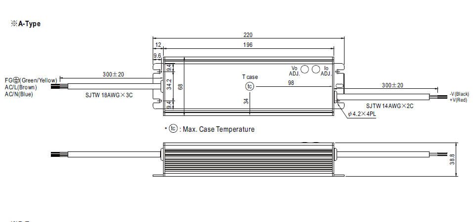 HLG-120 Abmessungen Schaltung A-Type