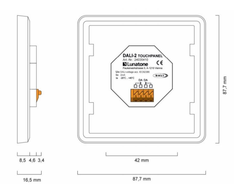 DALI-2 Touchpanel maße