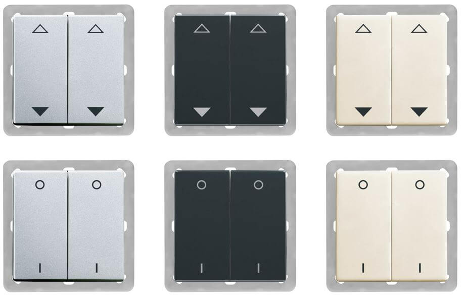 EnOcean Funkschalter für Jalousie- und Lichtsteuerung, 4-Kanal / 2 Schalterwippen