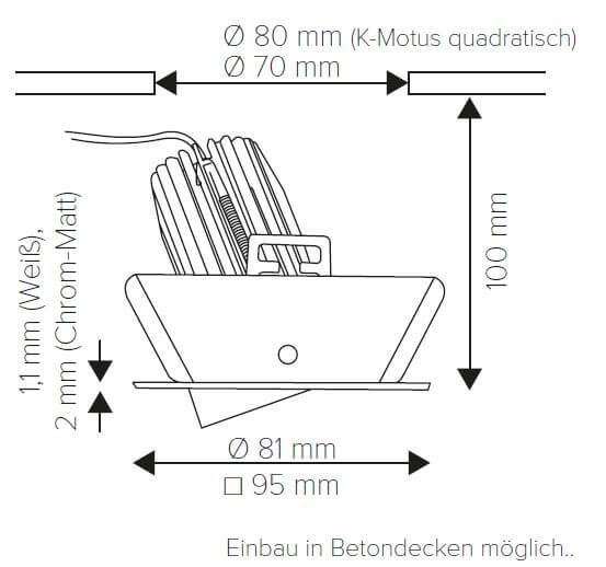 LED-Einbauleuchte Abmessungen