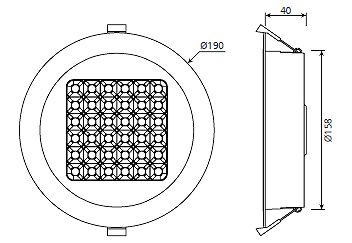 1794-EVA-5 LED IP54 EVA Abmessungen 158mm