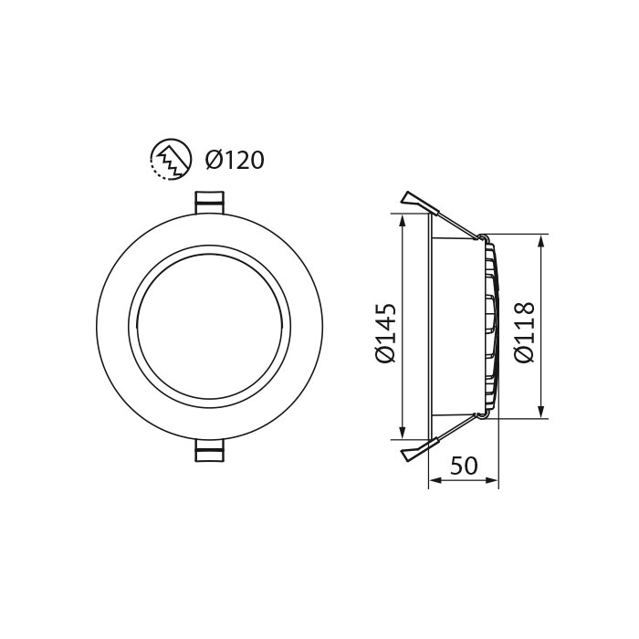 LED recessed luminaire IP54 light color switchable