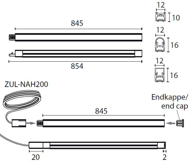 Abmessungen NAH 654 Abmessungen NAH 654
