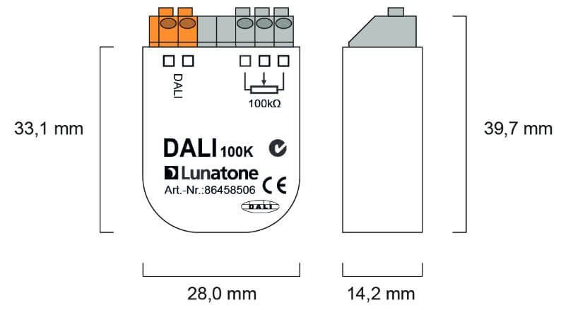 Abmessung Lunatone Steuermodul Abmessung Lunatone Steuermodul