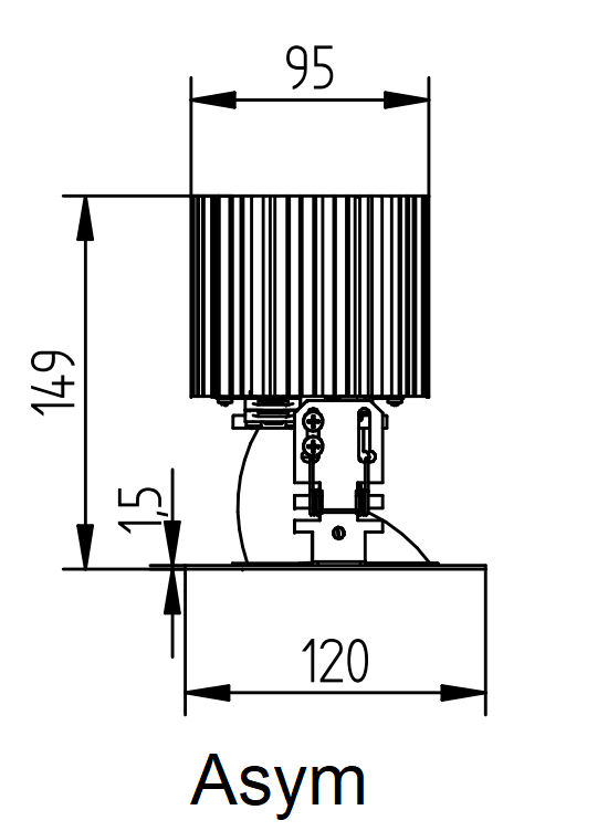 Abmessungen K-View Downlight Asym