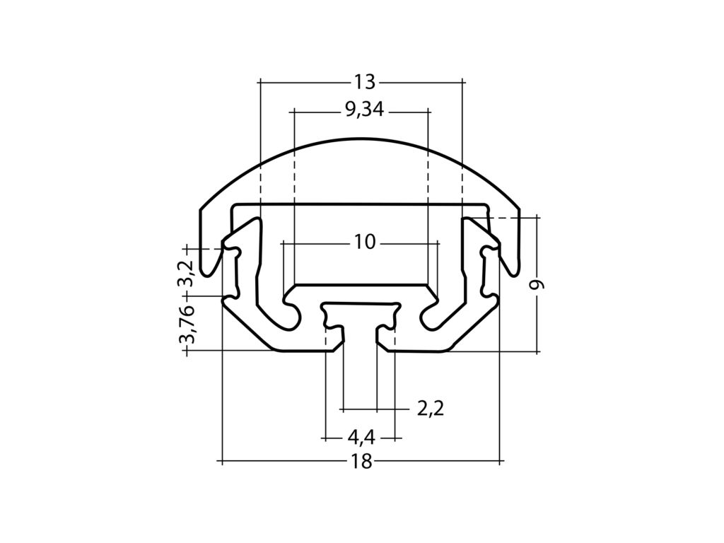 LED corner profile 45° angle 2m edge-line