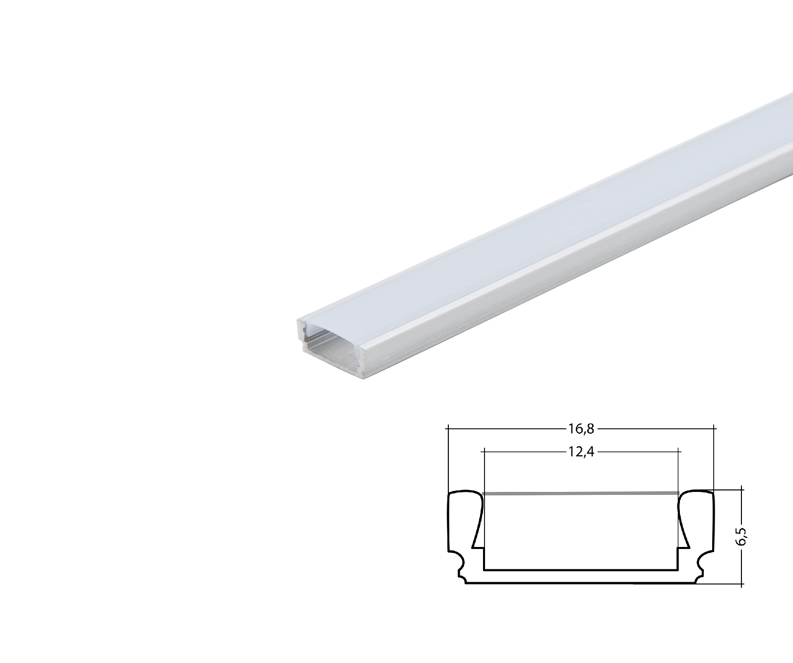 Aluminum LED cooling profile AL-PU1 6mm with cover Aluminum LED cooling profile AL-PU1 6mm with cover