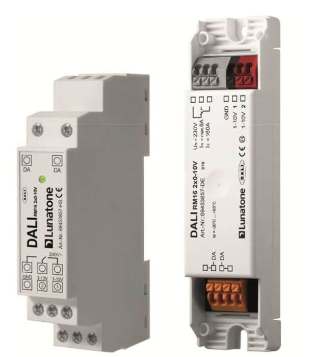 1-10V DALI Konverter DT8 zum Ansteuern von zwei 1-10V Steuereingängen 1-10V DALI Konverter DT8 zum Ansteuern von zwei 1-10V Steuereingängen
