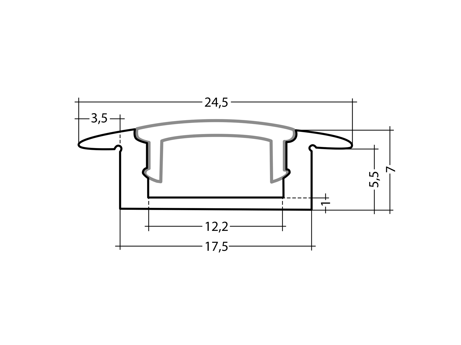 LED Alu T-Profile Slim 7mm silver with cover LED Alu T-Profile Slim 7mm silver with cover